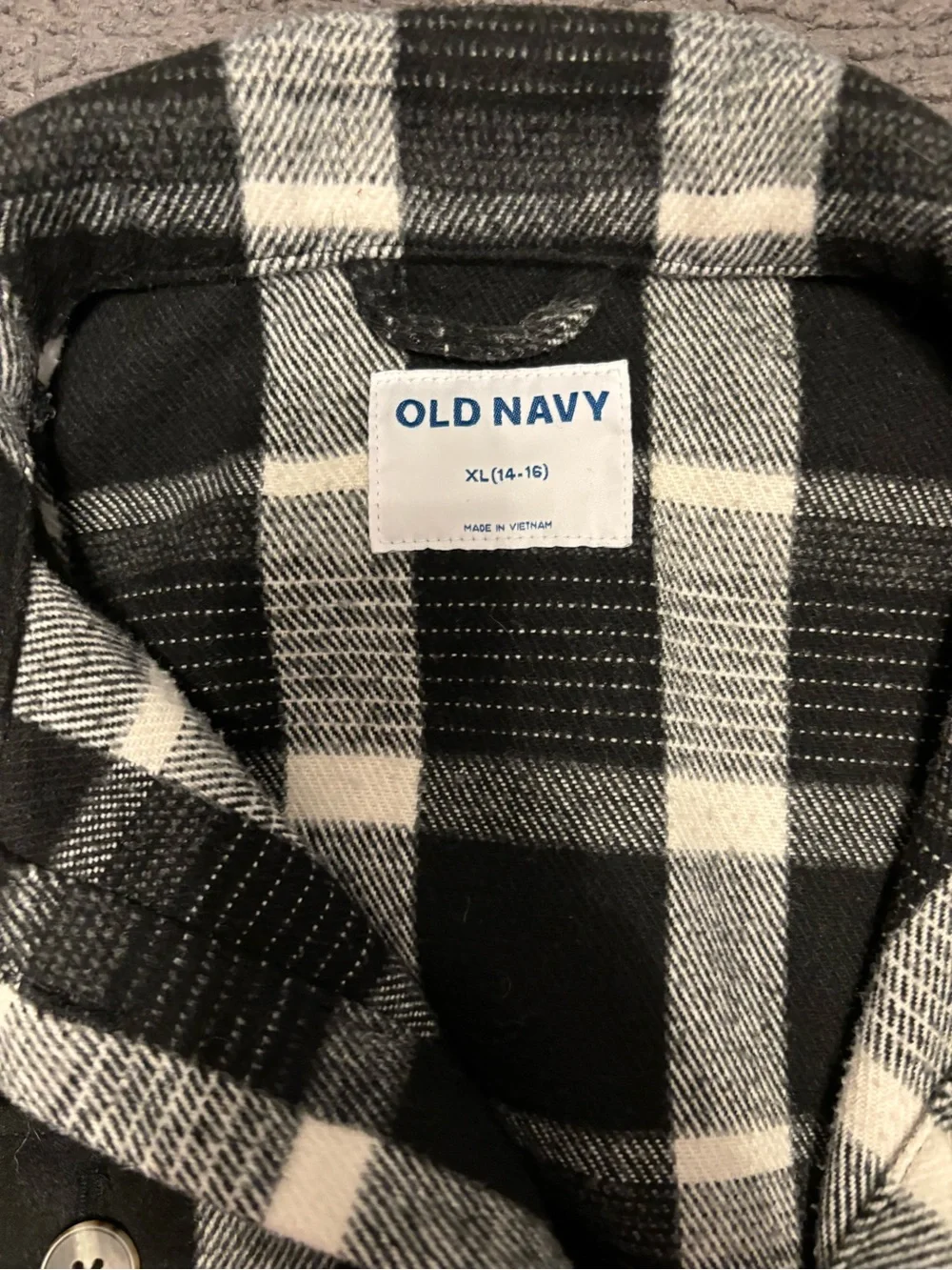 Old Navy Kids Black & White Plaid Shirt-Jacket